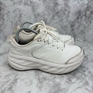 HOKA One One Womens Sz 8 Bondi Slip Resistant Soft Toe Work White Leather Shoes